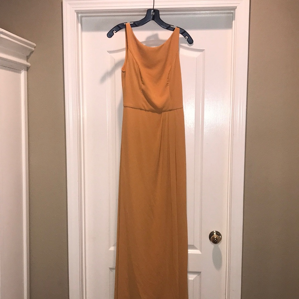 David’s Bridal Marigold ankle-length gown
